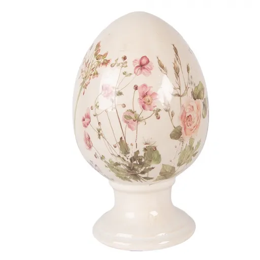 Vajíčko na podstavci s lučními květy Flowers of Love L - Ø 15*24 cm Clayre & Eef