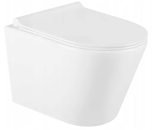 MEXEN/S Rico Závěsná WC mísa Rimless včetně sedátka s slow-slim, Duroplast, bílá 30720500 30720500