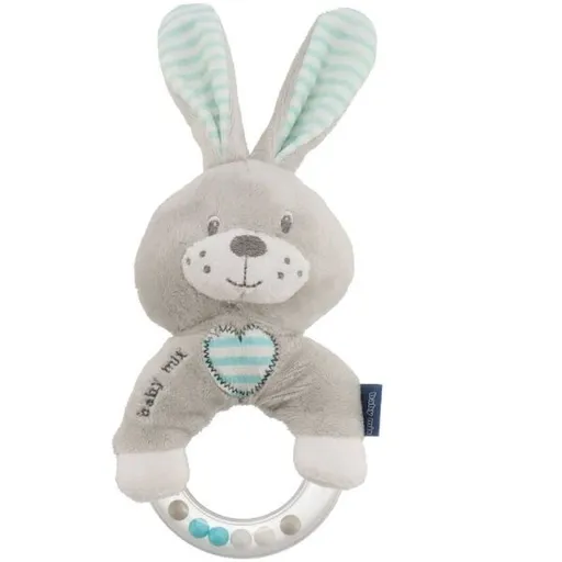 BABY MIX KRÁLÍK Plyšové chrastítko, šedá, velikost