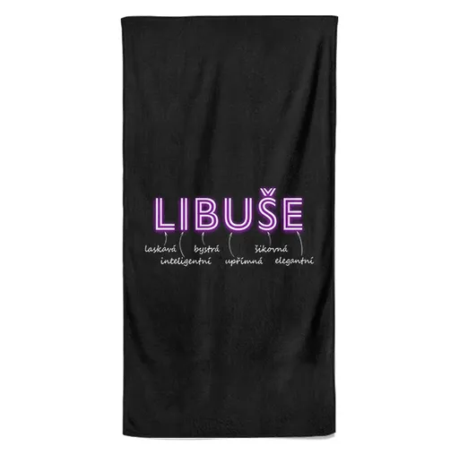 Osuška Ženská jména – NEON (Jméno: Libuše, Velikost osušky: 70x140cm)