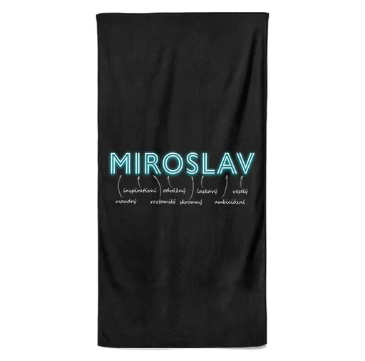 Osuška Mužská jména – NEON (Jméno: Miroslav, Velikost osušky: 70x140cm)
