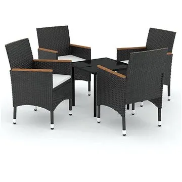 5dílný zahradní jídelní set s poduškami černý, 3099330 (3099330)