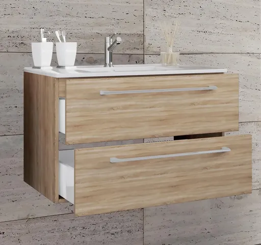 VCM 2dílná umyvadlová skříňka Badinos 2 zásuvky 60 cm, dub sonoma