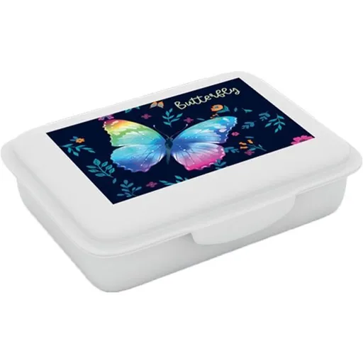 Oxybag BUTTERFLY Dětský plastový box na svačinu, bílá, velikost