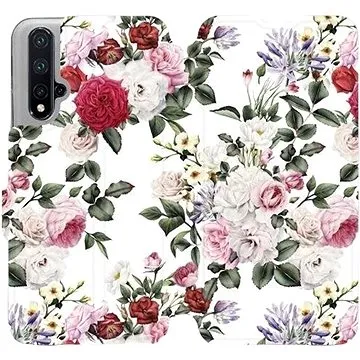 Flipové pouzdro na mobil Honor 20 - MD01S Růže na bílé (5903226918560)