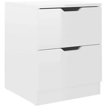 SHUMEE Noční stolek bílý s vysokým leskem 40 × 40 × 50 cm dřevotříska, 326735 (326735)