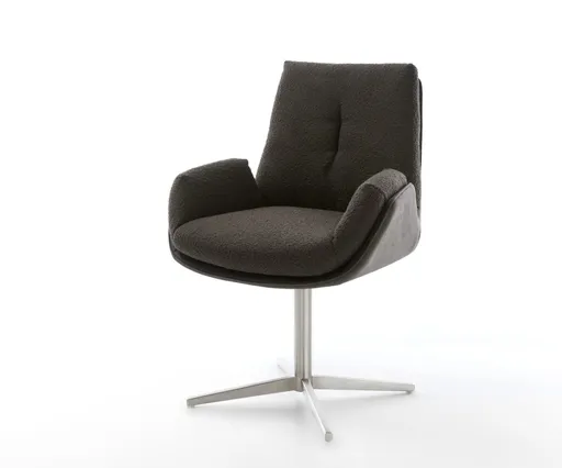 Jídelní židle Clea-Flex mix materiálů černá podnož nerezová