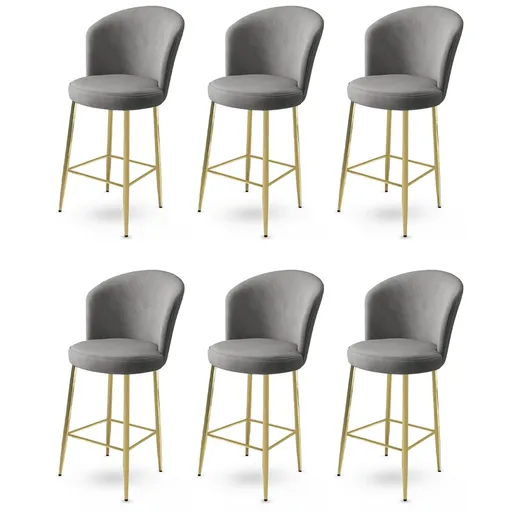 Bar Stool Set (6 Pieces) Fora - Grey, Gold
