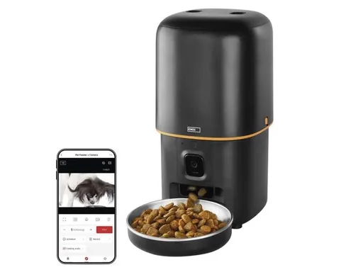 Smart automat na krmivo EMOS Pet Care s kamerou, 4 l, černý, Wi-Fi Tuya