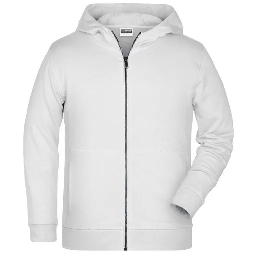 James & Nicholson (Daiber) Dětská mikina na zip z biobavlny 8026k - Bílá | M