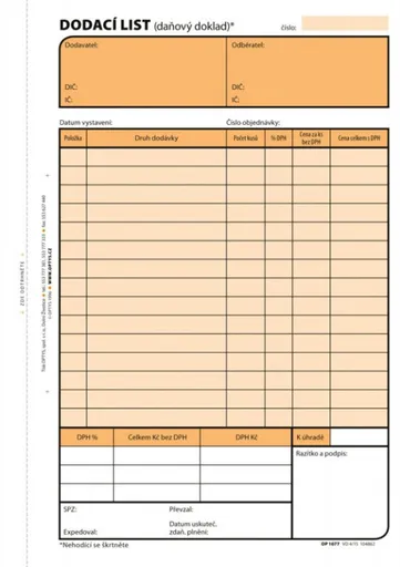 Tiskopis Dodací list A5 samopropis 100 listů OPTYS