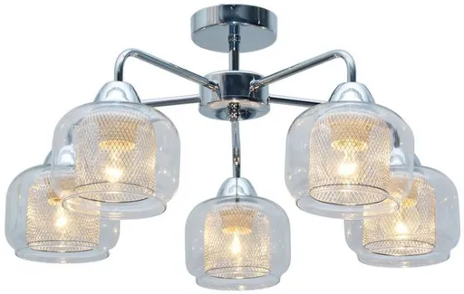 Stropní lampa z chromovaného skla 5xE14 Ray