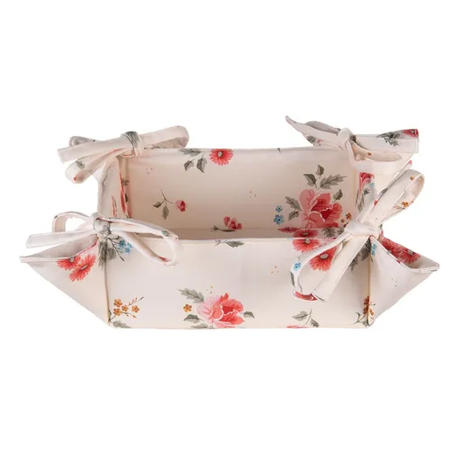 Bavlněný oboustranný košík na pečivo s květy Litttle Rose Collection - 35*35*8 cm LRC47