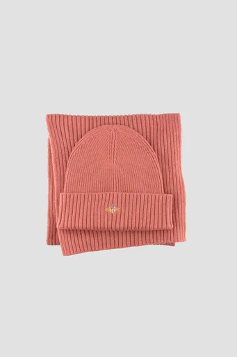 SET ČEPICE A ŠÁLA GANT SHIELD BEANIE AND SCARF GIFT SET FADED BRICK