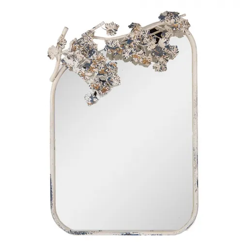 Béžové antik nástěnné kovové zrcadlo s květy Andre - 58*12*89 cm Clayre & Eef