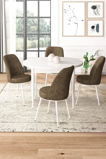 Dining Table & Chairs Set (5 Pieces) Tor - White, Brown