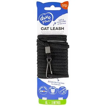Duvo+ Vodítko pro kočky dlouhé černé 3m/6mm (5414365386658)
