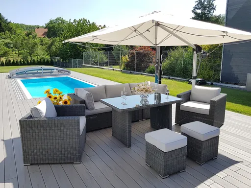 DEOKORK Ratanová variabilní sestava jídelní SEVILLA  pro 7 osob (antracit)