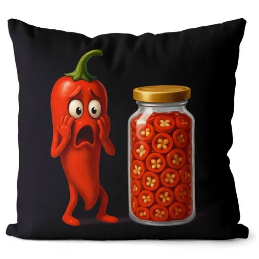 Polštář Vyděšené chilli (Velikost: 55 x 55 cm)