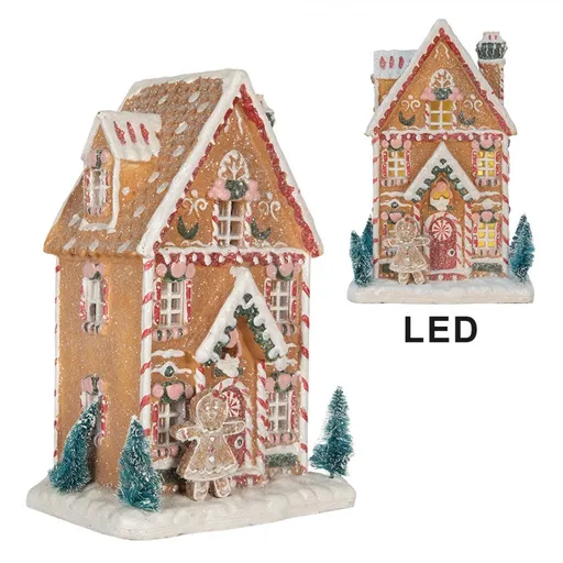 Perníkový LED domek s perníčkem Gingerbread Cotti Candy - 17*12*25 cm Clayre & Eef