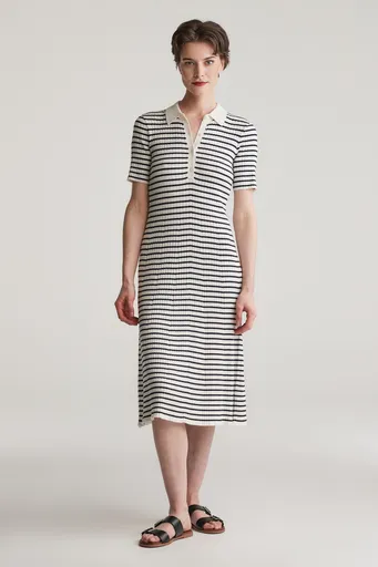 ŠATY GANT RIB KNIT STRIPED RUGGER SS DRESS EVENING BLUE