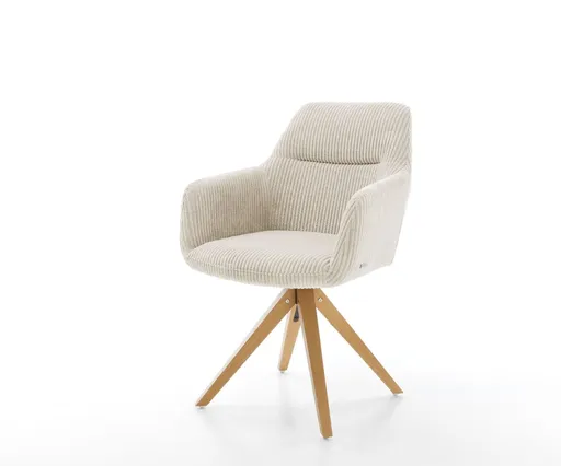 Otočná židle Pejo-Flex dřevěná podnož hranatá manšestr béžová