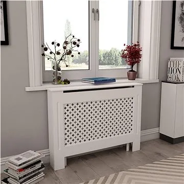 Kryt na radiátor bílý 112×19×81,5 cm MDF