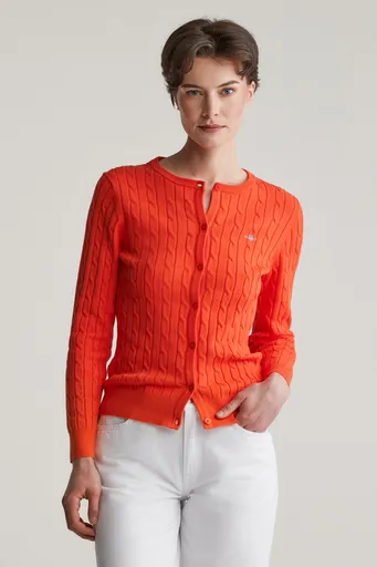SVETR GANT STRETCH COTTON CABLE CARDIGAN ORANGE RED