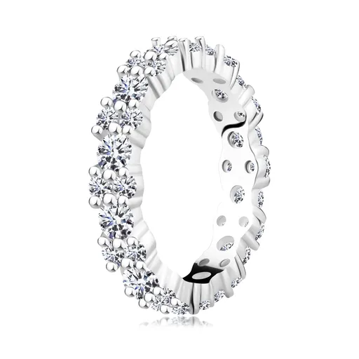 Čirá zirkonová obroučka ze stříbra 925, zvlněné okraje - Velikost: 59