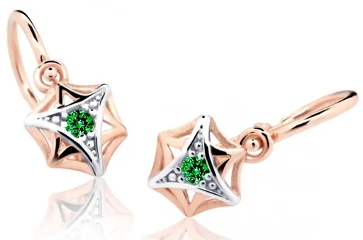 Cutie Jewellery Dětské náušnice z růžového zlata C2209-10-X-4 zelená