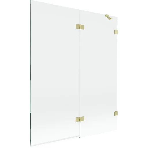 MEXEN/S Lunar vanová zástěna 2-křídlová pravá 140 x 150, transparent, zlatá kartáčovaná 897-140-100-55-00-P