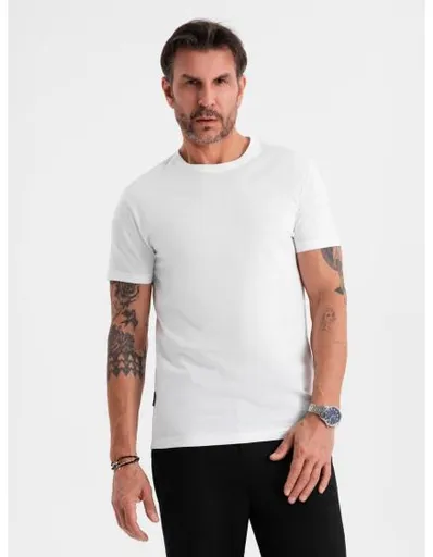 Pánské klasické bavlněné tričko BASIC – bílé V4 OM-TSBS-0236