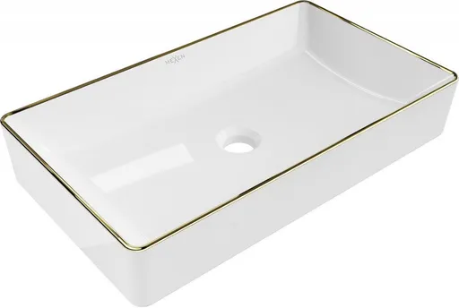 MEXEN Nadia umyvadlo na desku 62 x 35, bílá/zlatý rantl 21616005