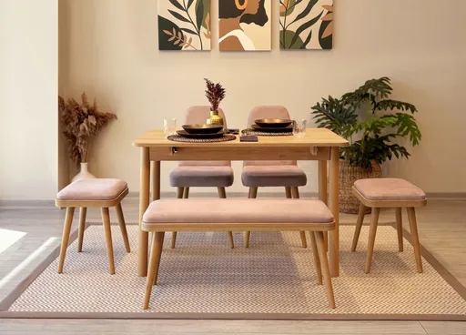 Jídelní set s rozkládacím stolem a židlemi (6 kusů) Vina Mini 03 0900 - Oak, Stone