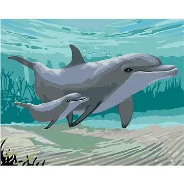 Zuty - Malování podle čísel - DELFÍNI (ROBERT JOHNSON), 80x100 cm, vypnuté plátno na rám (HRAmmb07315nad)