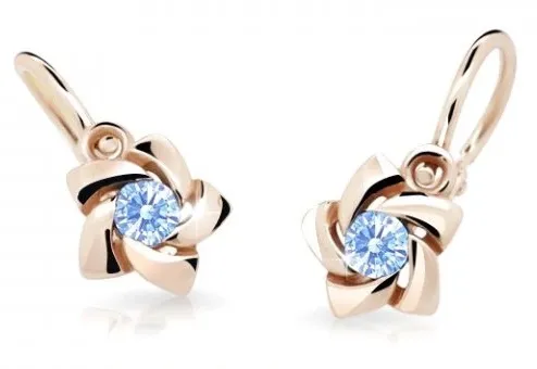 Cutie Jewellery Dětské náušnice z růžového zlata C2201-10-X-4 světle modrá