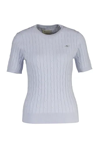 SVETR GANT STRETCH COTTON CABLE SS C-NECK LIGHT BLUE