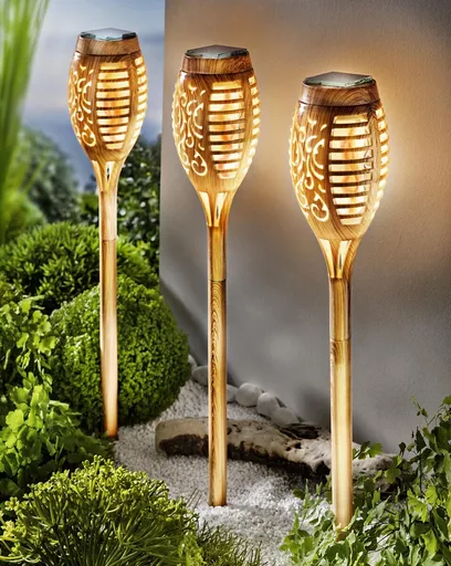 Solární pochodeň Bamboo Flame, 3 ks