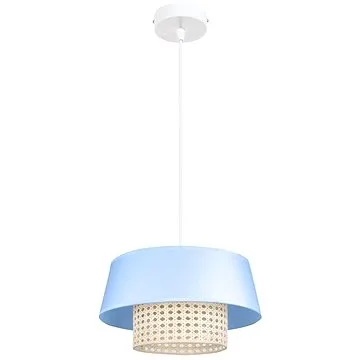 Lustr na lanku CONA 1xE27/60W/230V pr. 35 cm modrá ratan (122693)