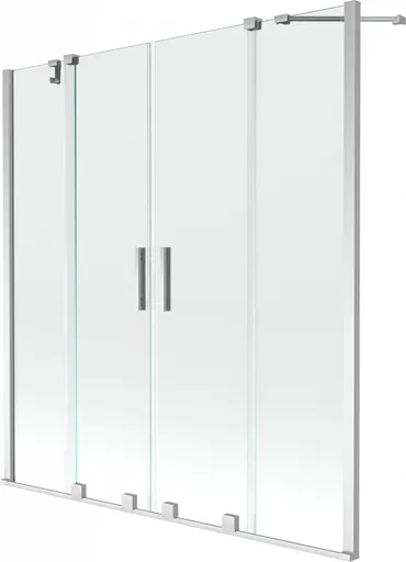 MEXEN/S Velar Duo Dvoukřídlá posuvná vanová zástěna 160 x 150, transparent, chrom 896-160-000-02-01