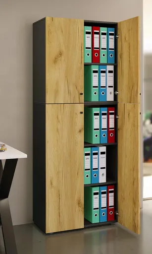 VCM Kancelářská skříň Lona XXL s otočnými dvířky, antracitová