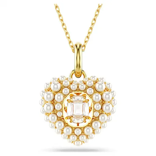 Swarovski Pozlacený náhrdelník Srdce s perlami Idyllia 5680399