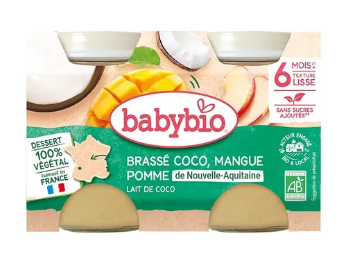 Babybio Svačinka z kokosového mléka s mangem a jablkem 2x130 g