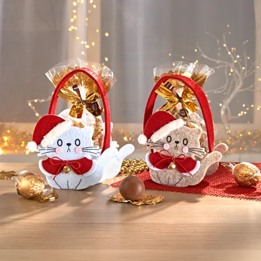 2 vánoční tašky s konfetami  Kočka