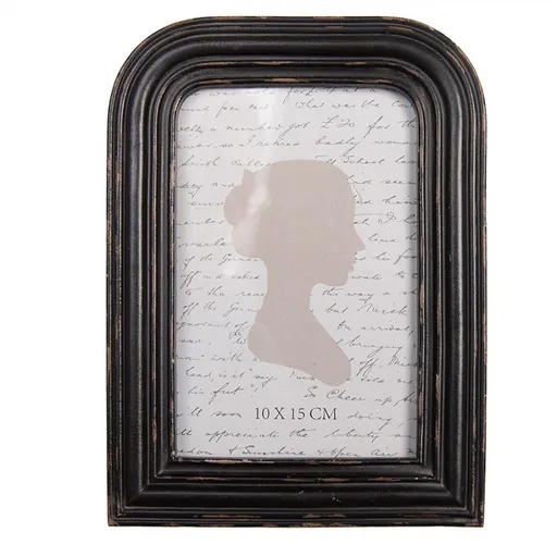 Černý antik fotorámeček s odřením - 15*2*20 cm / 10*15 cm Clayre & Eef