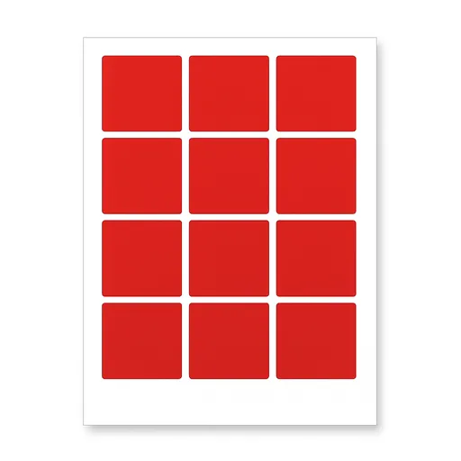 Samolepicí etikety 60 x 60 mm, 12 etiket, A4, 20 listů, červené