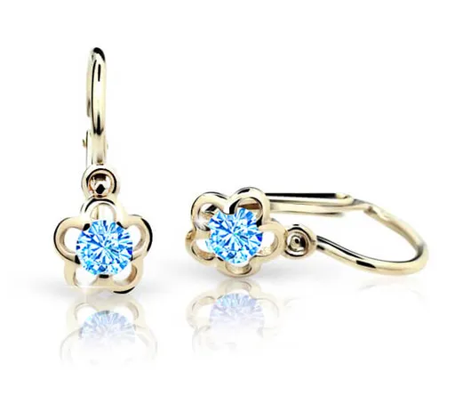 Cutie Jewellery Zlaté dětské náušnice C1945-10-X-1 světle modrá