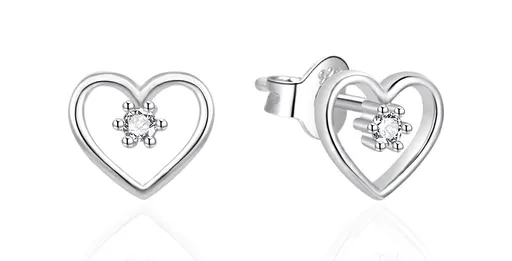 Agato Stříbrné srdíčkové náušnice se zirkonem AGT-E100PW