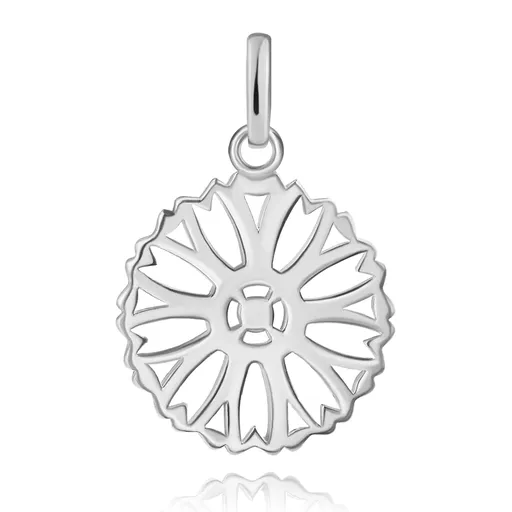 Přívěsek ze stříbra 925 - květ v kruhu s vroubkovaným okrajem