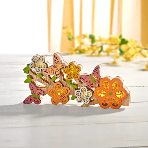 LED dekorace ze dřeva Květiny